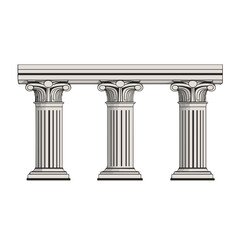 Obraz premium Vector architecture image, architectural styles for design, wallpaper decoration, travel history, classic column structure illustration, minimalist design, copy space