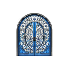 Obraz premium Elegant Blue and Silver Ornate Double Door Entrance