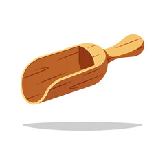 Empty wooden scoop vector isolated on white background.