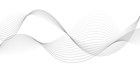Wave flowing liquid line abstract background. Black and white vector design 3D lines in perspective, curve and wave lines in motion, smooth and soft backdrop	