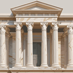 Naklejka premium Vector architecture image, architectural styles for design, wallpaper decoration, travel history, classical portico with columns, elegant design, copy space