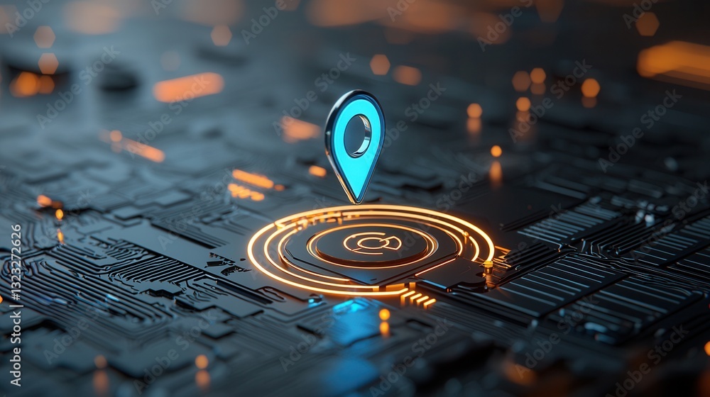 Aufkleber a futuristic and digitally enhanced location concept featuring a glowing circuit board like landscap