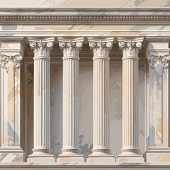 Obraz premium Vector architecture image, architectural styles for design, wallpaper decoration, travel history, Vector architecture image, classic columns illustration for design, elegant style, copy space