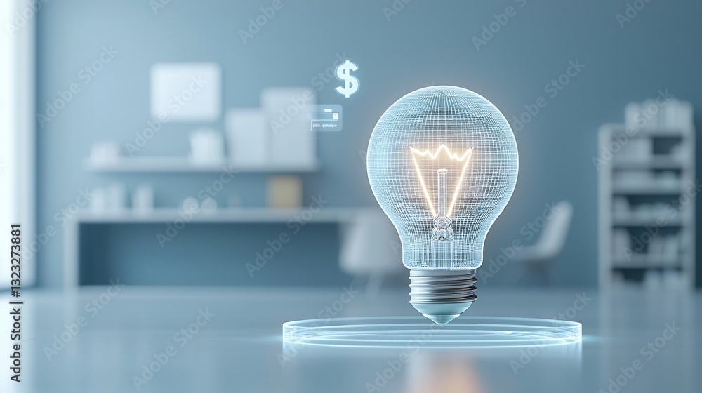 Aufkleber a visually striking futuristic image depicting a 3d rendered glowing lightbulb that appears to be ho