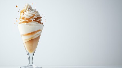Smooth and Creamy Salted Caramel Ice Cream in Tall Glass