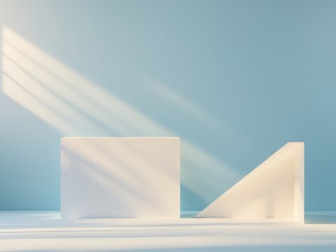 light blue background for creative design or product showcase play of light and shadows