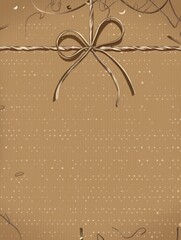 Vintage Inspired Letterpaper Design with Brown Wrapping Paper Background and Retro Patterns - High Definition Simple Layout.
