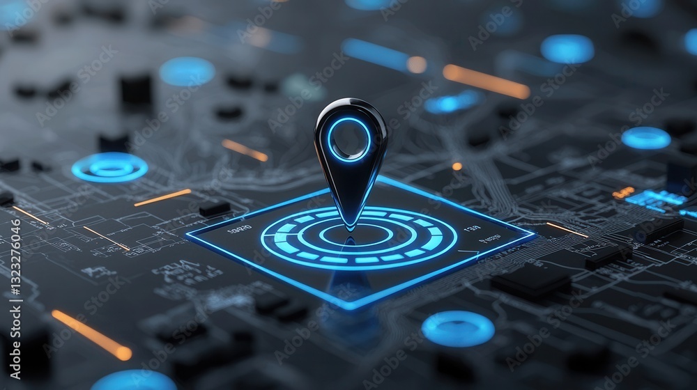 Poster a highly advanced digital mapping and location tracking system with precisely placed signals radiati