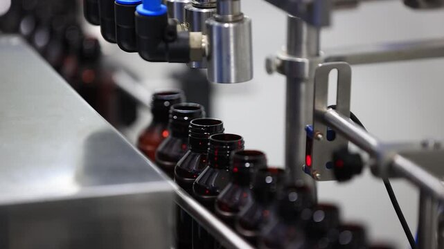 Rajkot, Gujarat, India 03 02 2025: Pharmaceutical syrup, ointment and medicine Manufacturing process Pharma syrup and medicine label storage section in the factory 