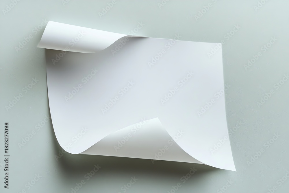 Poster blank paper with curled edges on simple background for message