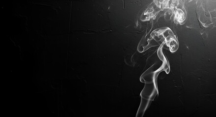 Fototapeta premium Dramatic smoke swirls and patterns on a dark textured wall, creating an abstract and atmospheric background for design projects,heat, pollution, danger, landscape