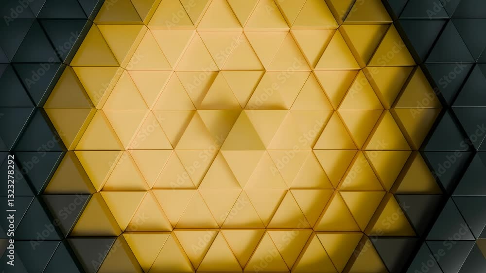 Canvas Prints abstract 3d geometric yellow and black triangle pattern background video, 4k seamless loop, wave mot