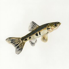 Fototapeta premium Detailed Illustration of a Freshwater Fish, Ideal for Aquatic Life Publications.