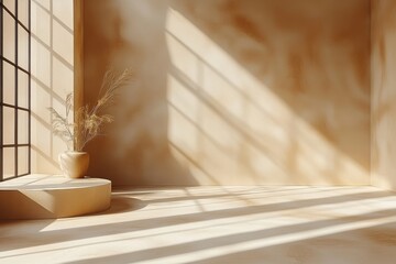Beige Minimalist Interior Design with Sunlight
