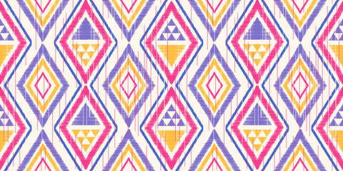 Ethnic ikat seamless pattern.beautiful pattern. floral embroidery, bohemian style, abstract flower art print. ethnic ikat abstract art. seamless fabric. ikat design for fabric, wallpaper, clothing.	