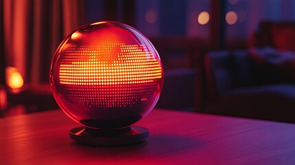A glowing orb-shaped speaker with pulsating lights synced to the music it plays digital