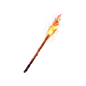 Burning Torch, Fiery Staff, Blazing Wand, Magical Fire Stick, Flaming Weapon, Enchanting Firebrand