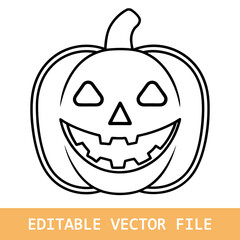 Halloween pumpkin icon Simple pumpkin vector line 