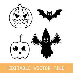 Halloween symbols hand drawn illustrations