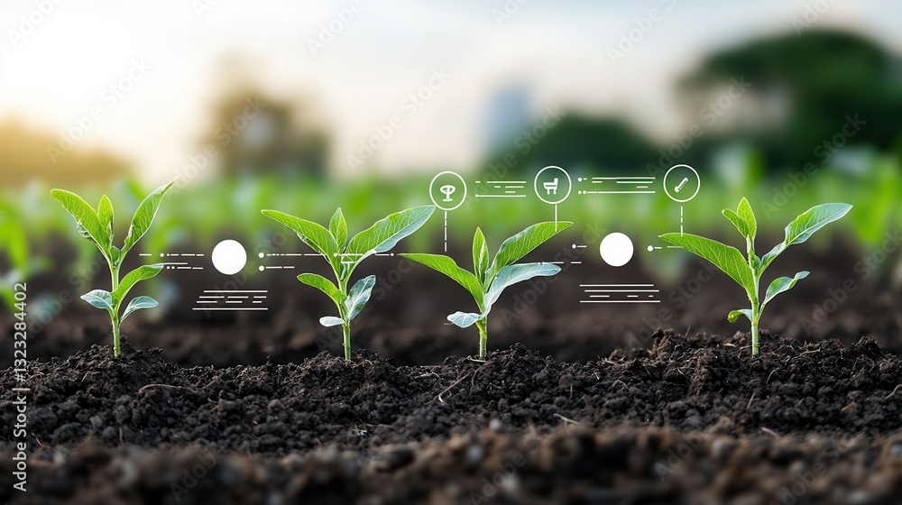 Poster this image depicts a conceptual representation of smart farming showcasing the growth of seedlings i