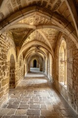 Fantasy medieval gallery in the castle.
