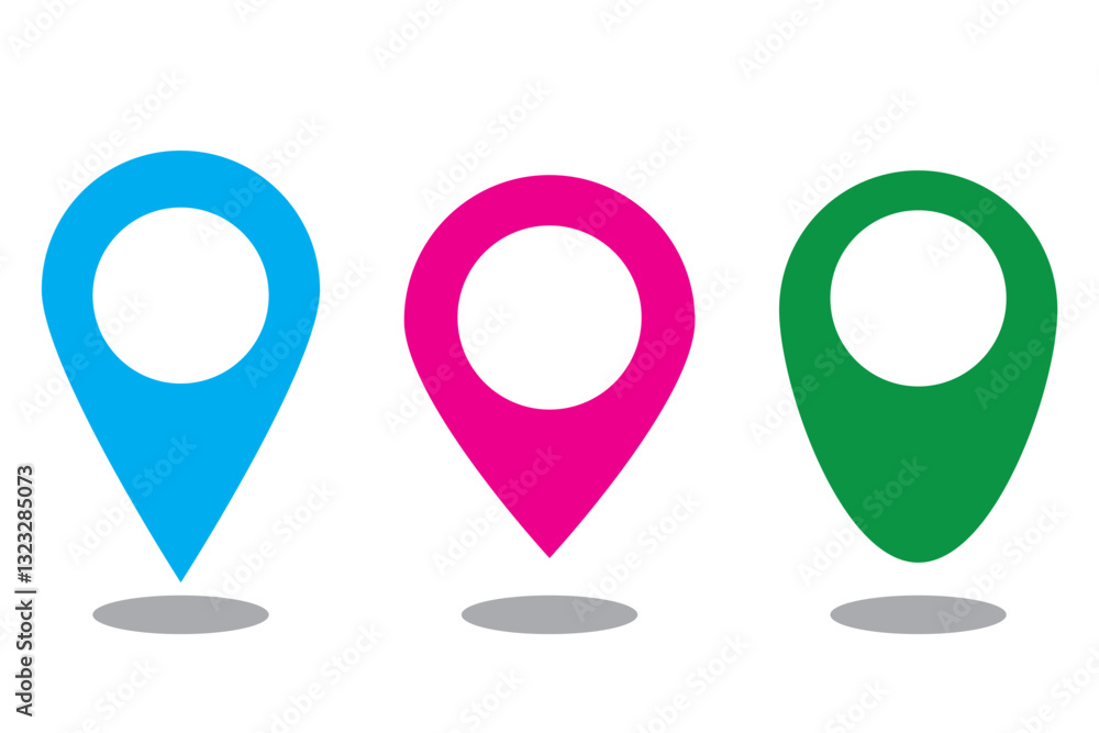 Poster location pin icon. map pin place marker. location icon. map marker pointer icon set. gps location sy