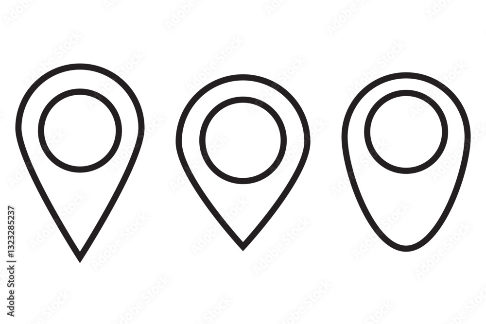 Poster map pin icon. location pin place marker. location icon. map marker pointer icon set. 1176