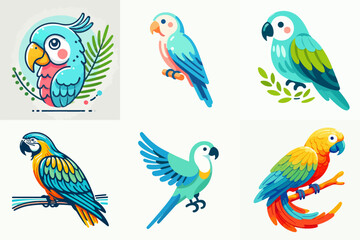 collection of parrot bird illustration