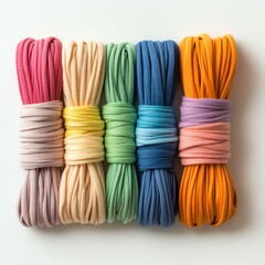 Colorful elastic cords for crafting and design.