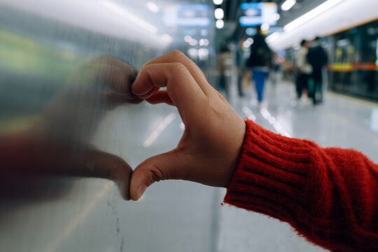 abstract blur traveler in subway station