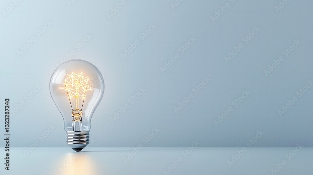 Aufkleber illuminated vintage style lightbulb positioned on a crisp gradient backdrop representing the concept