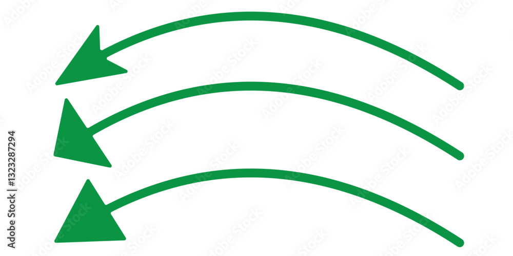 Poster green curved graph with arrow icon. arrow illustration pointing up. counterclockwise direction point