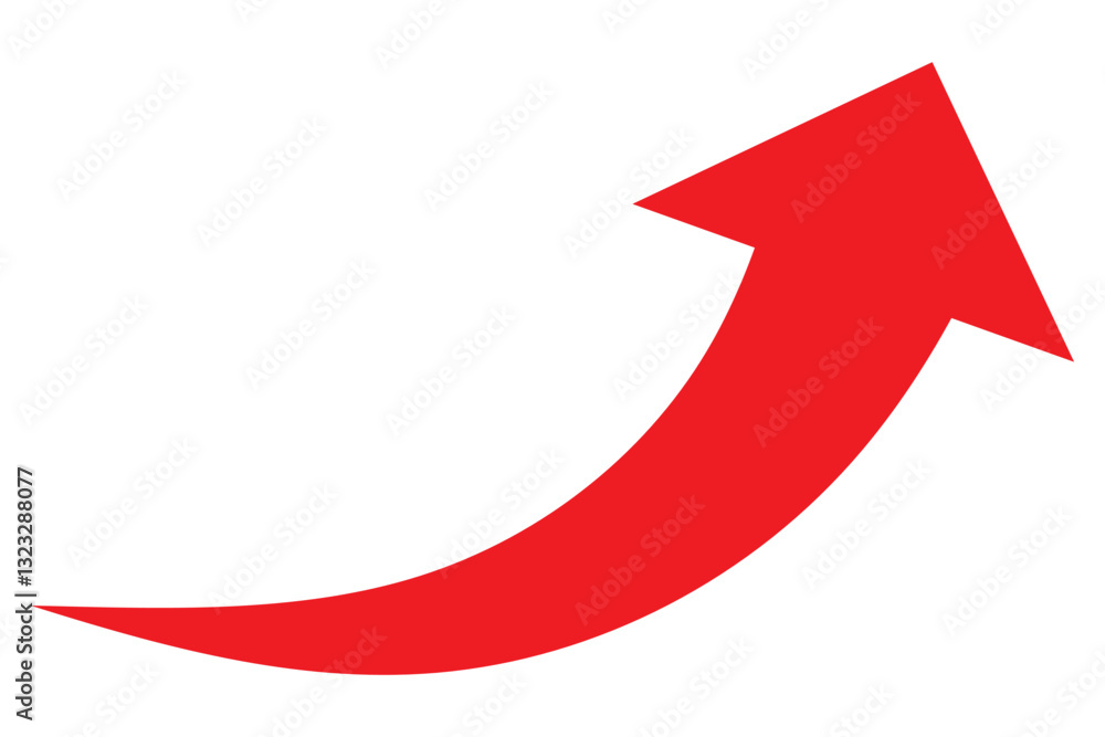 Poster red curve arrow icon on transparent background. flat style. arrow icon for your web site design, log