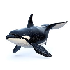 Fototapeta premium Majestic killer whale swimming gracefully in the ocean, isolated on a white background with clear details and features