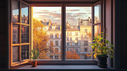 Urban apartment window view scenery landscape interior inspiration backdrop wallpaper background