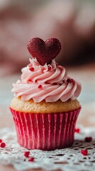 red velvet cupcake with heart
