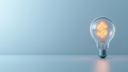 Radiant incandescent lightbulb emitting a warm  luminous glow against a minimalist background  symbolizing innovation  bright ideas  business opportunities and financial potential