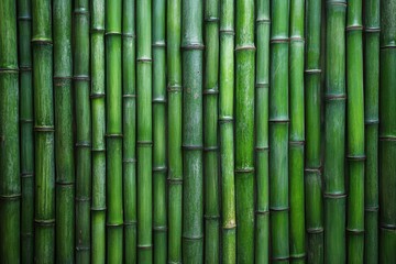 Fototapeta premium Vibrant green bamboo stalks tightly packed. Ideal for nature, zen, or Asian-themed designs.