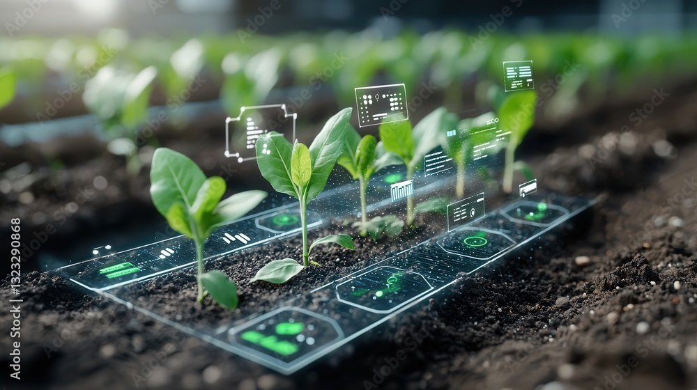 Poster a smart farming system with corn seedlings growing in soil utilizing various sensors and technologie