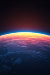 Obraz premium Celestial event over earth space view digital art cosmic environment wide angle stunning planetary perspective