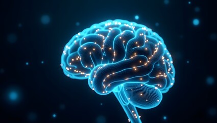 Digital brain technology visualization high resolution photo