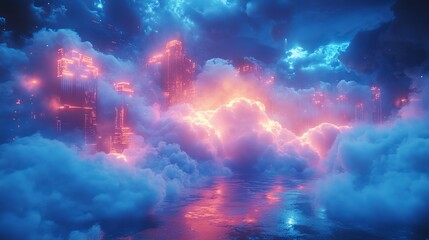 Innovative eco-friendly data center featuring a prominent large cloud icon, sustainable digital computing background, and advanced green technology infrastructure