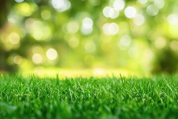 Lush green grass field, nature background, bokeh, outdoors