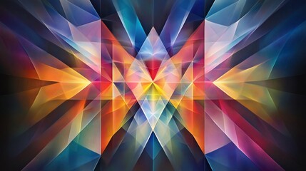Obraz premium Abstract geometric design with vibrant colors radiating from the center.