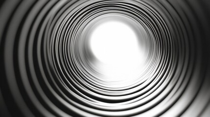 Obraz premium Abstract black and white tunnel design with concentric circles leading to a bright center.