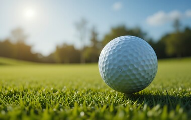 Obraz premium Teeing off on a Sunny Day: A Golf Ball Ready for the Fairway Drive