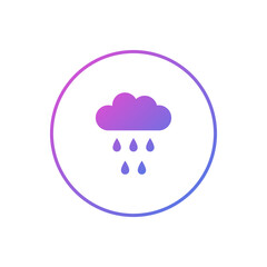 Rain cloud vector icon, drizzle symbol flat design.