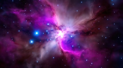 Naklejka premium Cosmic Kaleidoscope of Vibrant Nebula Colors