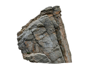 High Rocky Mountain Cliff with Rugged Stone Edge and Peak cut-out isolated on White Background with clipping path.