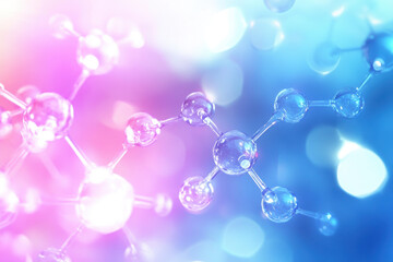 Molecules forming chemical bonds in colorful abstract background